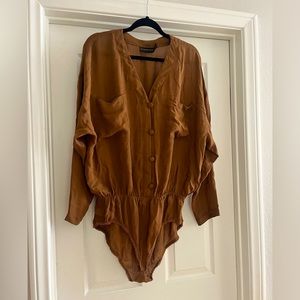 Vintage Donna Karan New York Silk Long Sleeve Bodysuit 🌵Large